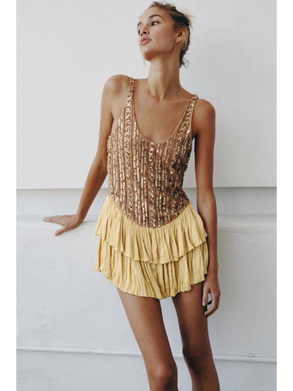 ZARA LIMITED EDITION COMBINED BEADED RUFFLE BODYSUIT 7521/148/300